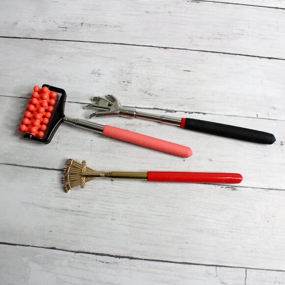 Back Scratcher Message Roller Tool Lot Portable Extendable Telescopic Handles - Picture 4 of 5